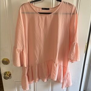 Gibson Peach Ruffle Tunic Top